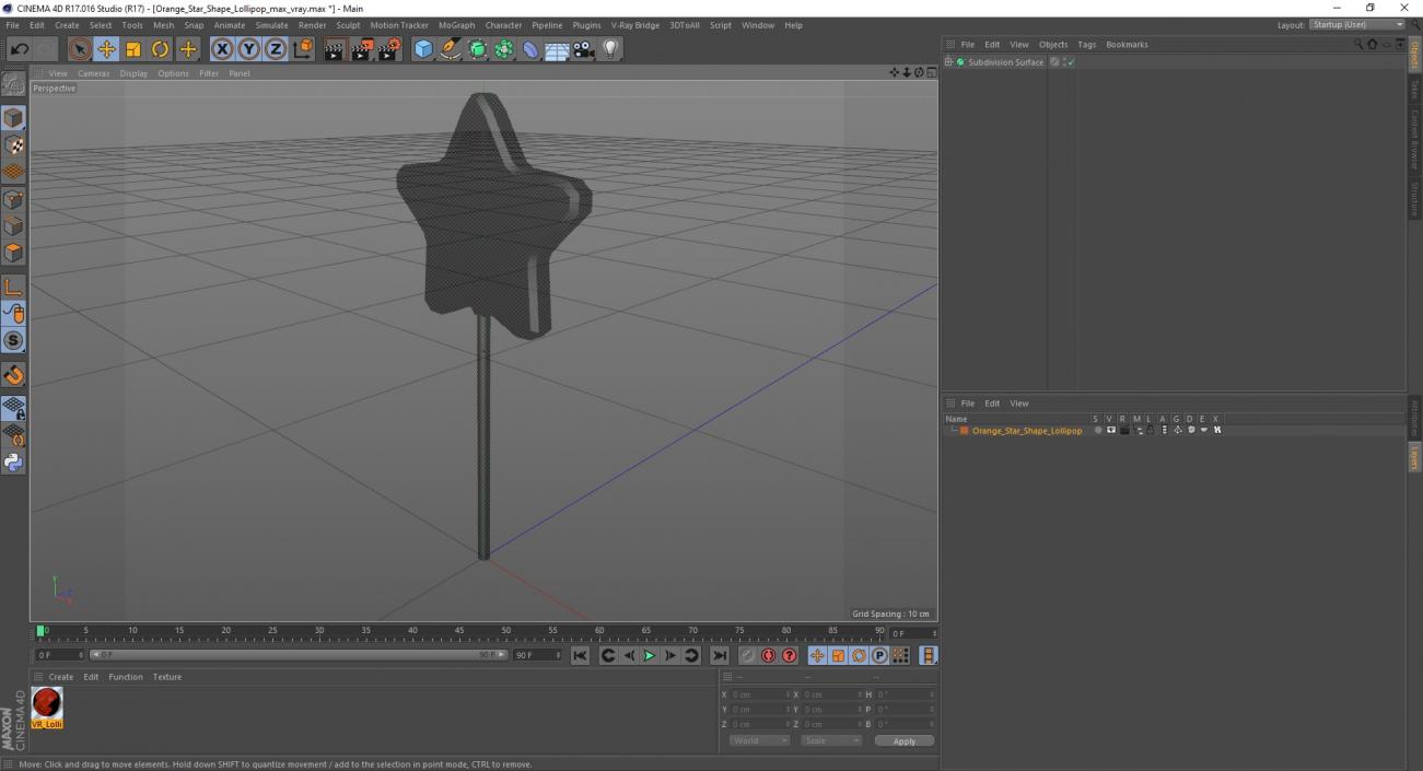 3D Orange Star Shape Lollipop 2 model