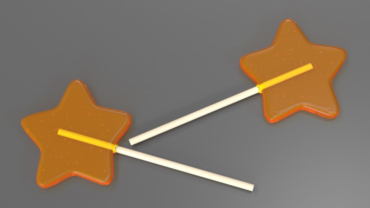 3D Orange Star Shape Lollipop 2 model