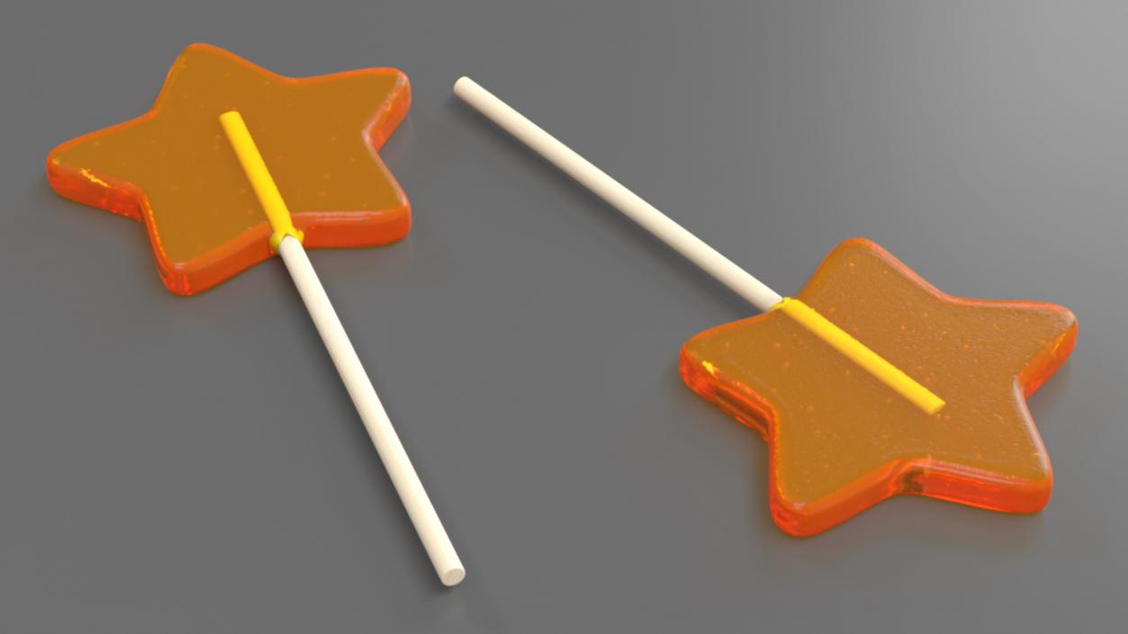 3D Orange Star Shape Lollipop 2 model