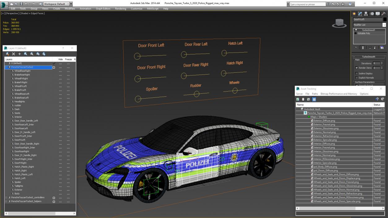 3D Porsche Taycan Turbo S 2020 Police Rigged 2 model