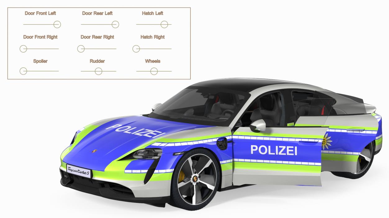 3D Porsche Taycan Turbo S 2020 Police Rigged 2 model