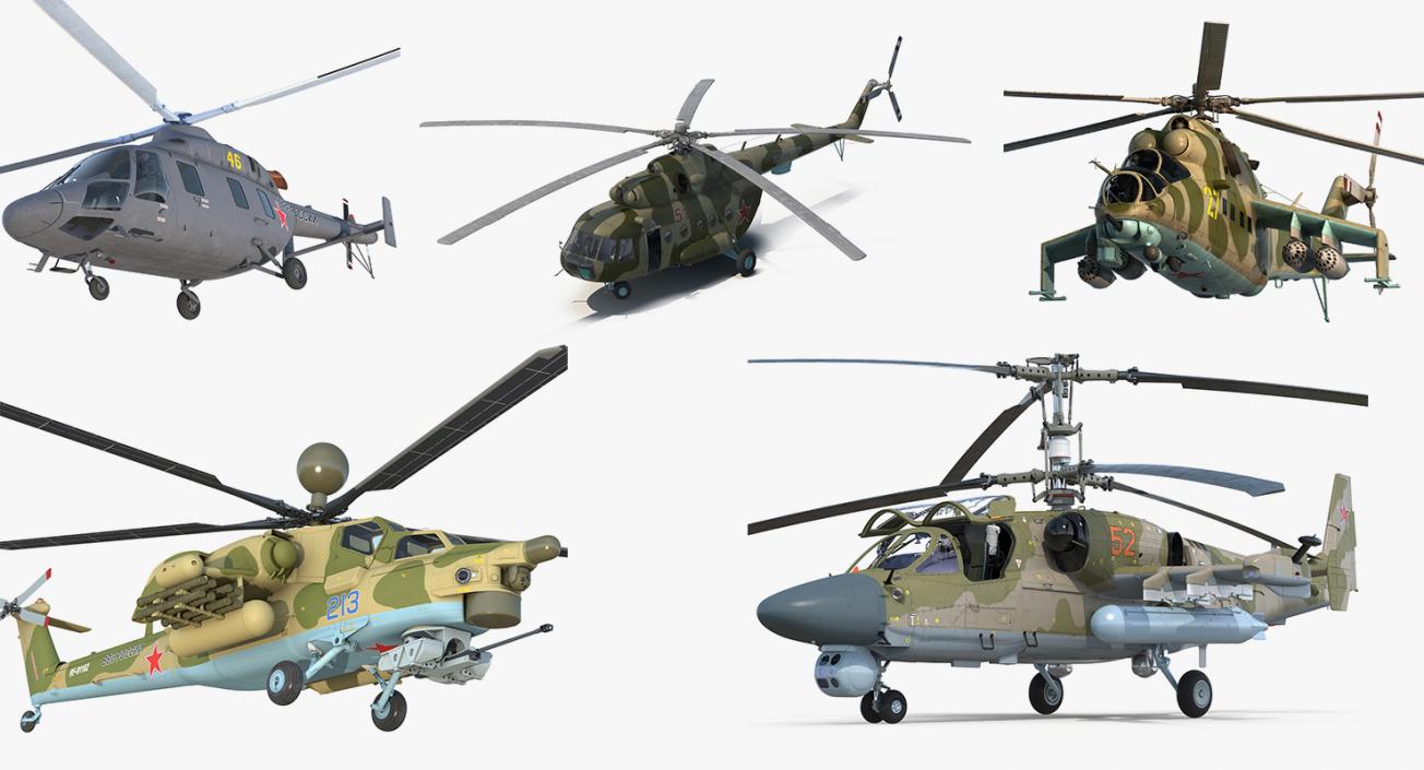 3D Rigged Russian Military Helicopters Collection