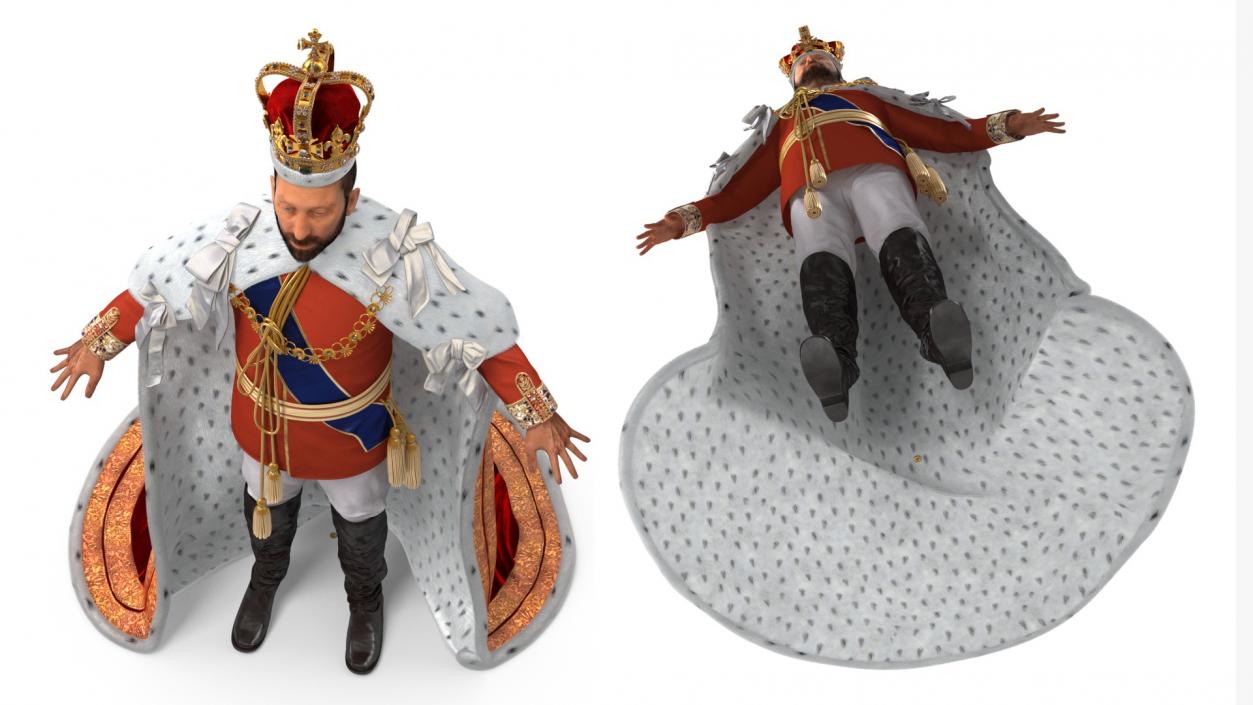 Medieval Monarchs Wearing Robe with Fur 3D model