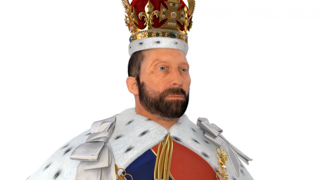 Medieval Monarchs Wearing Robe with Fur 3D model