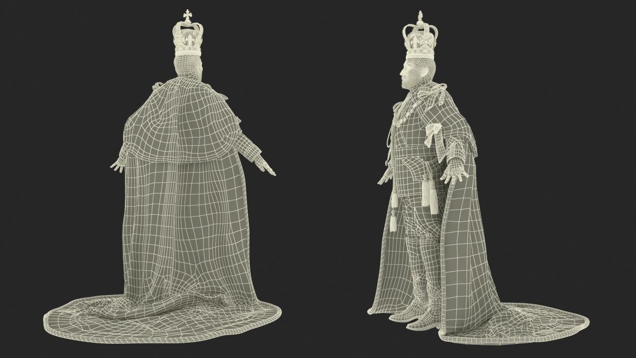 Medieval Monarchs Wearing Robe with Fur 3D model