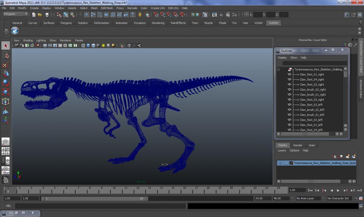 Tyrannosaurus Rex Skeleton Walking Pose 3D model