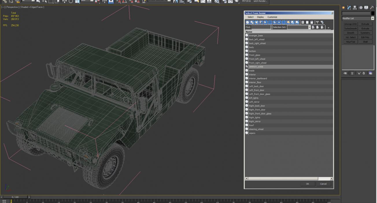 3D HMMWV M998 Simple Interior