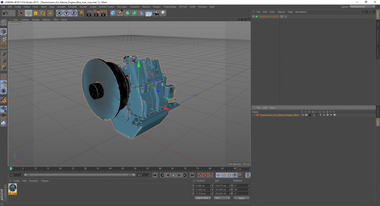 3D model Transmission for Marine Engine Blue