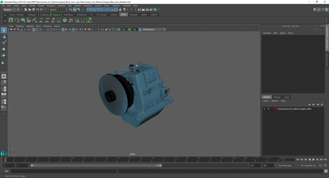 3D model Transmission for Marine Engine Blue