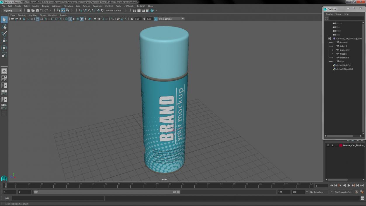 3D Aerosol Can Mockup Blue model