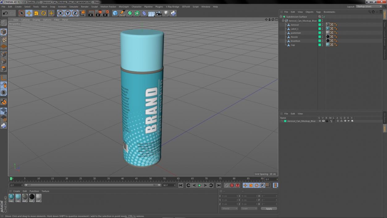 3D Aerosol Can Mockup Blue model