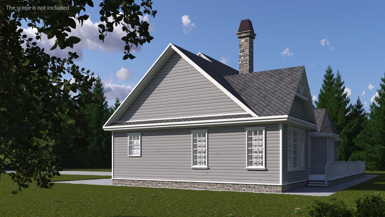 3D Grey American House With Two Garage Doors