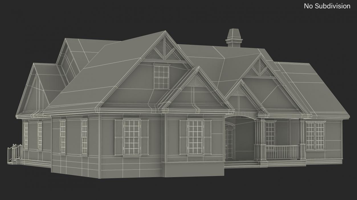 3D Grey American House With Two Garage Doors