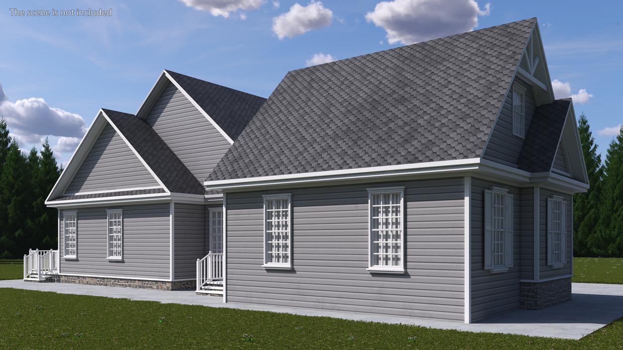 3D Grey American House With Two Garage Doors