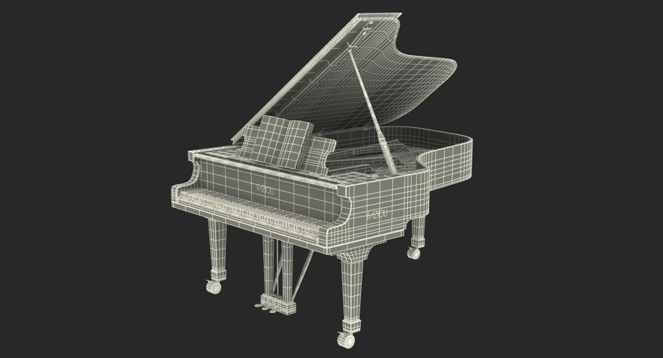 3D Grand Piano Fazioli with Music Notes Book