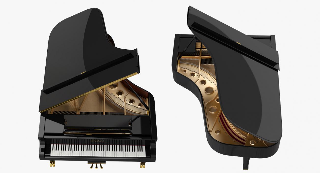 3D Grand Piano Fazioli with Music Notes Book