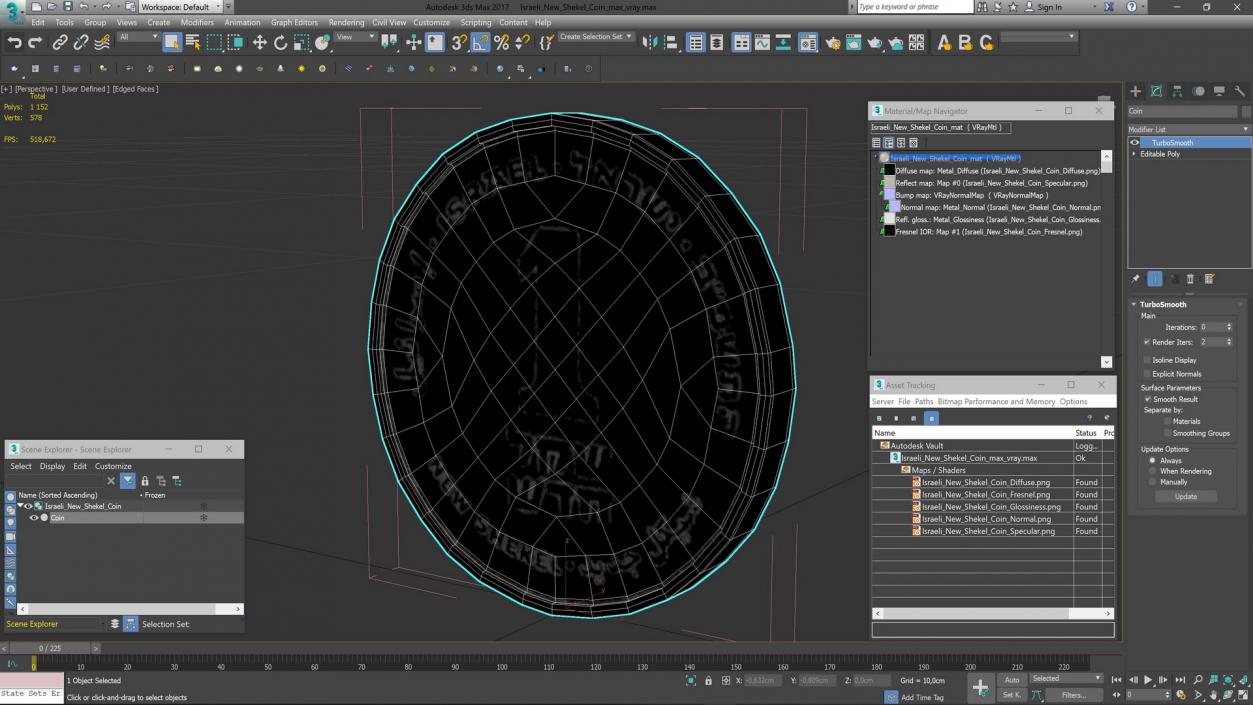 3D Israeli New Shekel Coin model