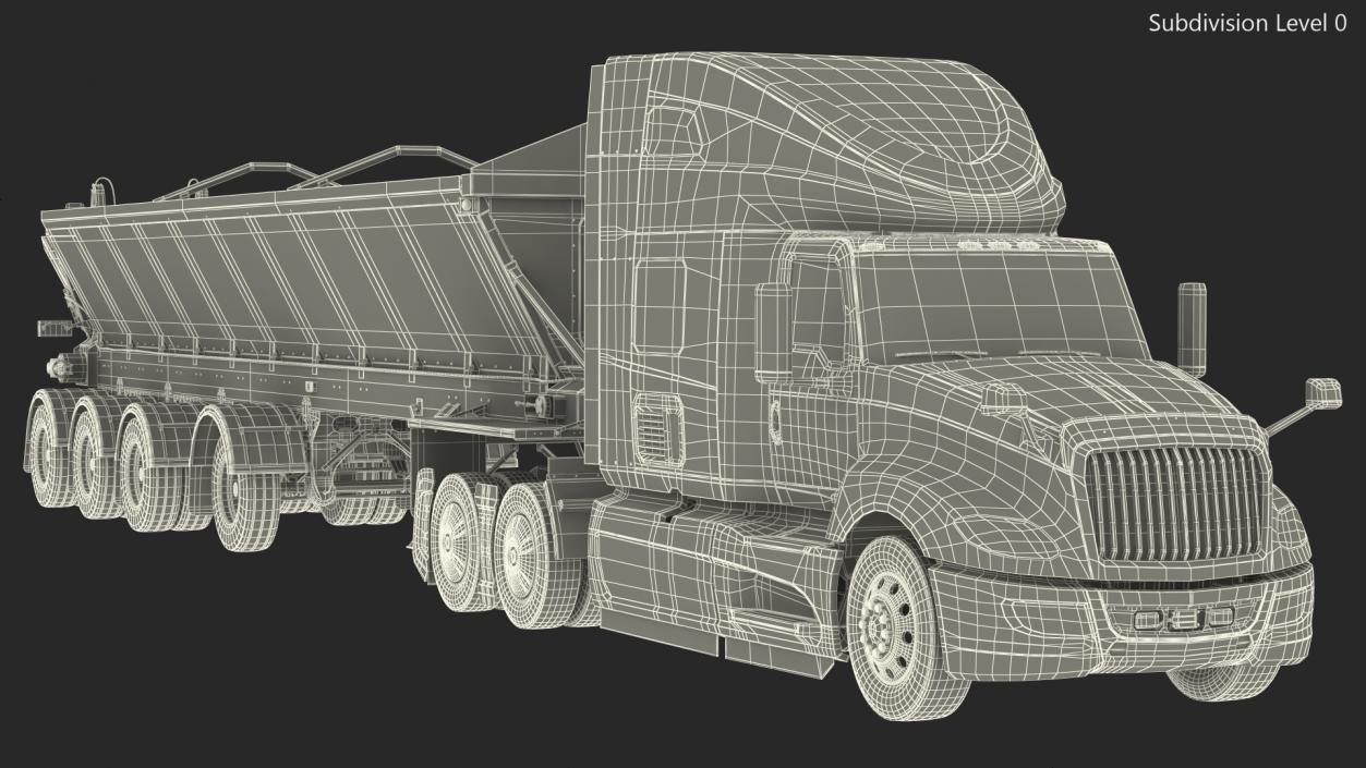 3D Heavy Truck With Bottom Trailer Rigged model