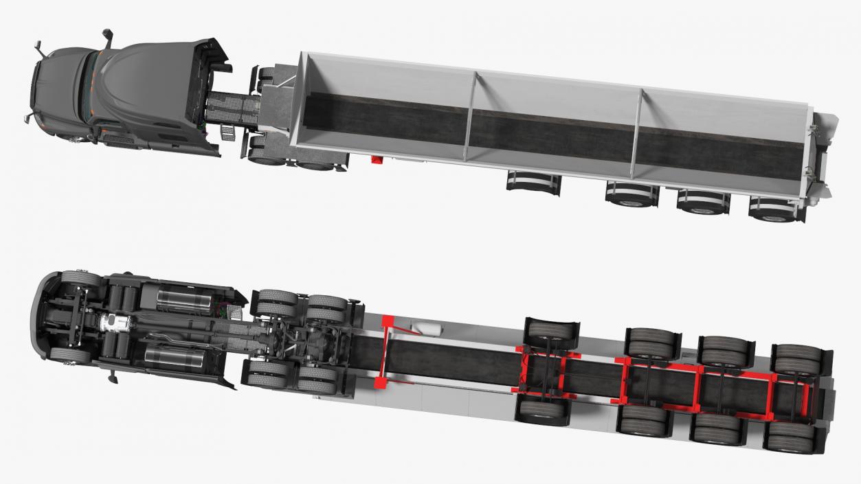 3D Heavy Truck With Bottom Trailer Rigged model