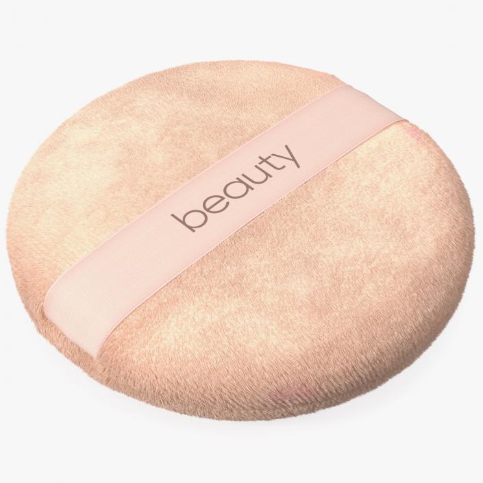 Round Powder Puff with Strap Fur 3D