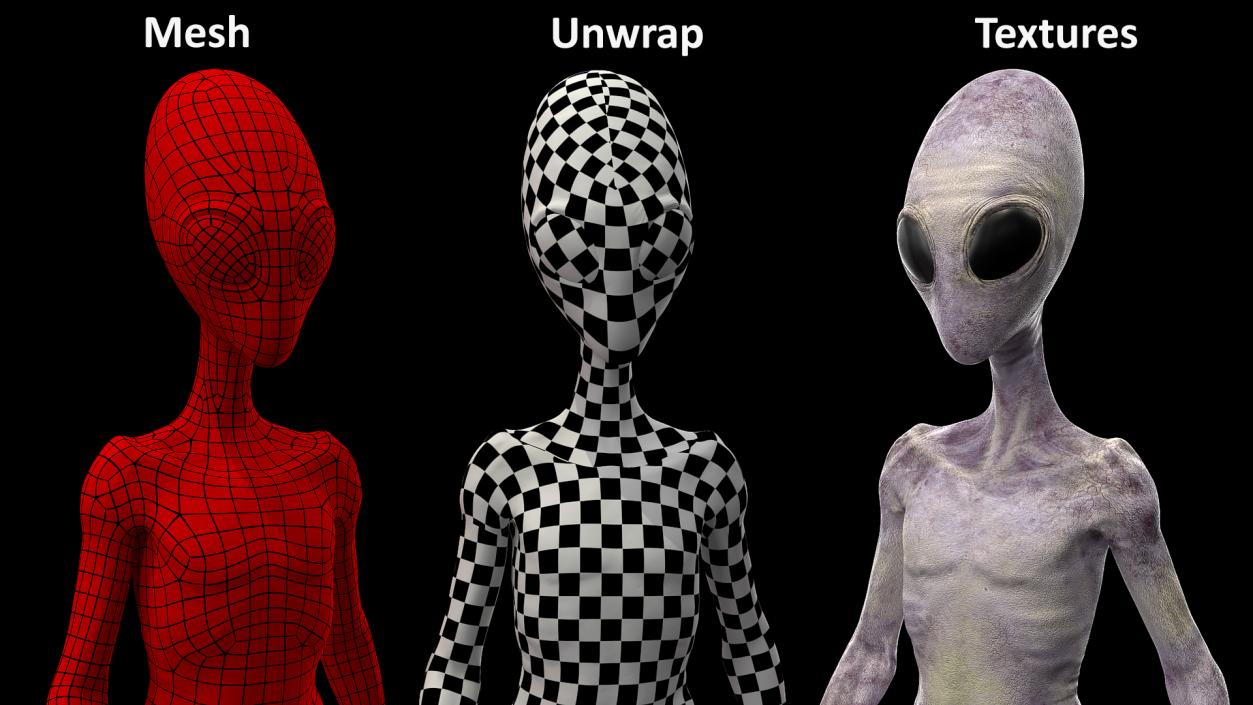 Humanoid Alien Walking Pose 3D