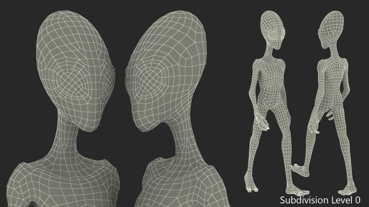 Humanoid Alien Walking Pose 3D