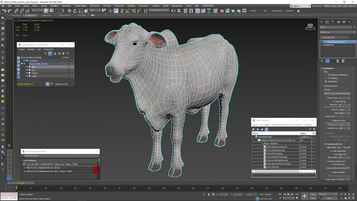 3D model Ongole Cattle Female