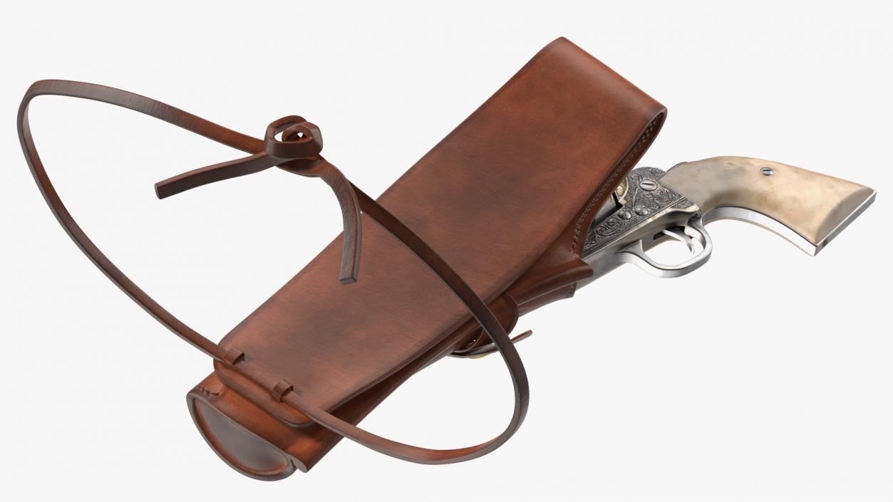 Leather Holster with Revolver 3D model