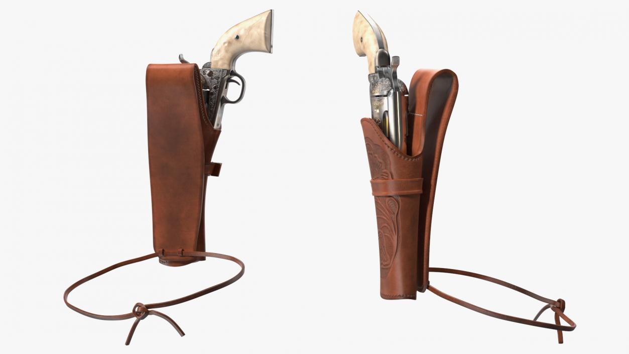 Leather Holster with Revolver 3D model