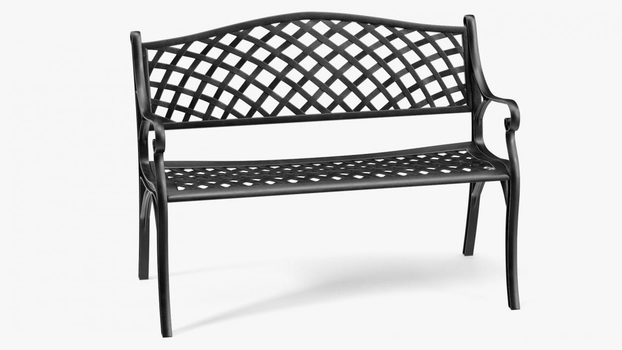 All-Weather Cast Metal Bench Black 3D model