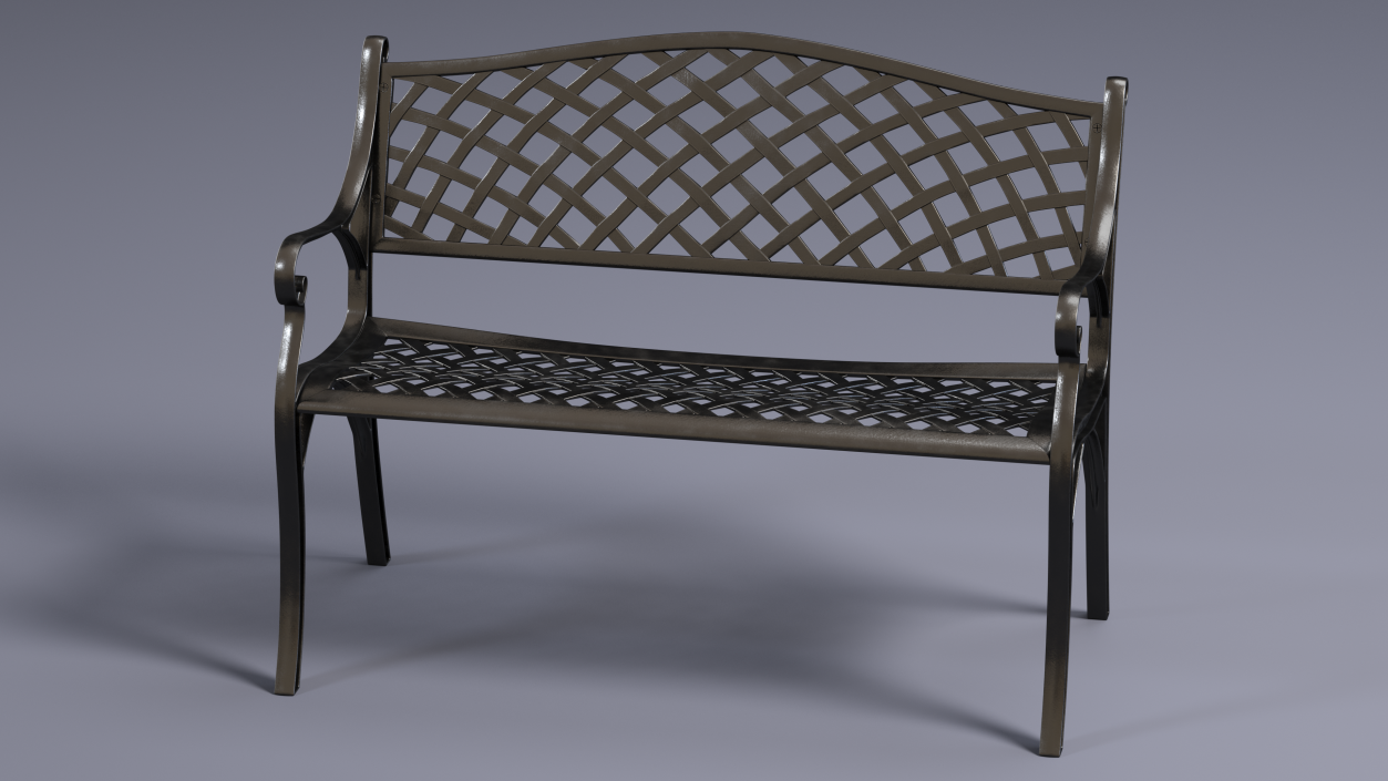 All-Weather Cast Metal Bench Black 3D model