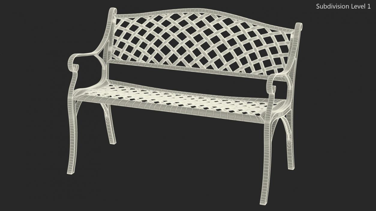 All-Weather Cast Metal Bench Black 3D model