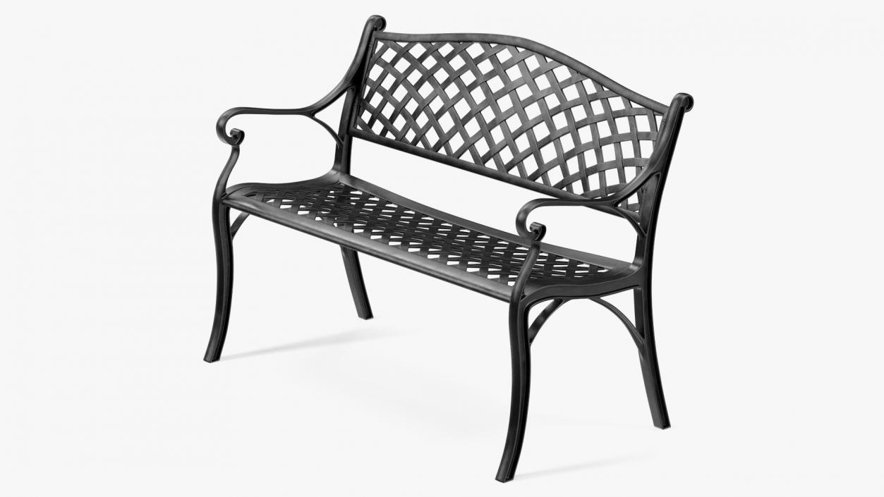 All-Weather Cast Metal Bench Black 3D model