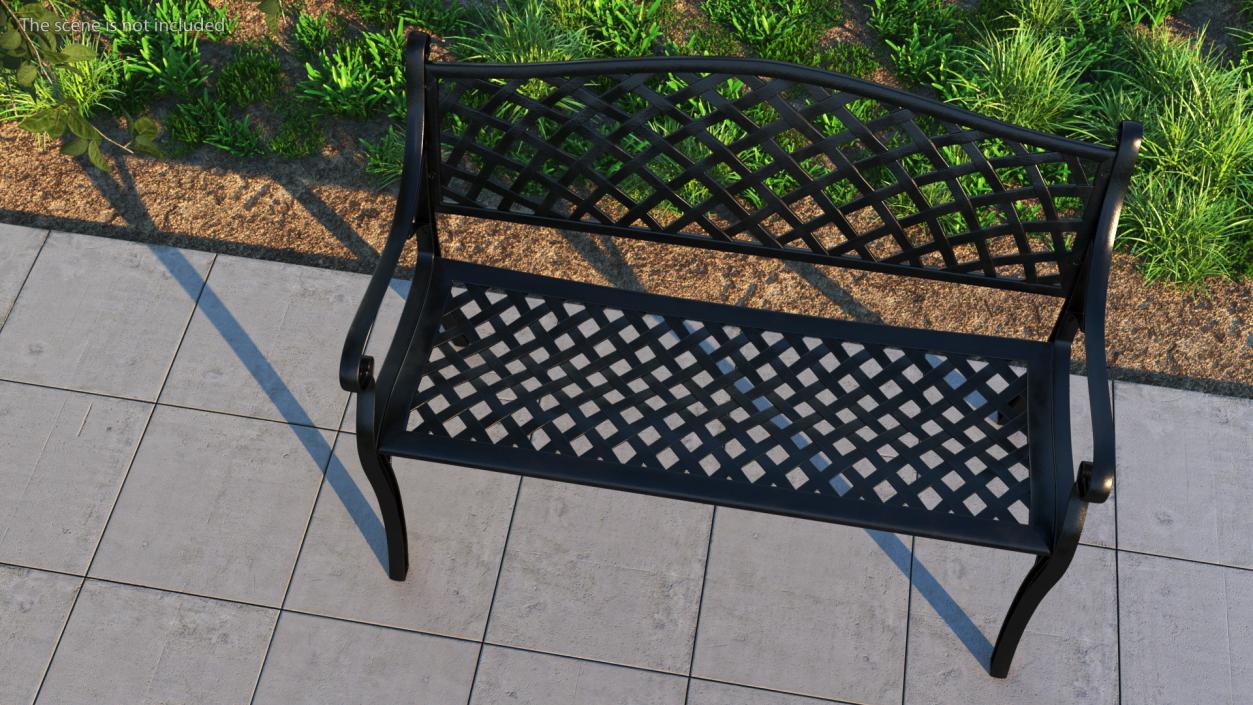 All-Weather Cast Metal Bench Black 3D model