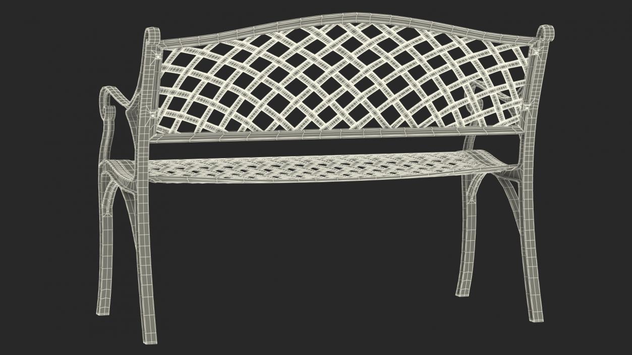 All-Weather Cast Metal Bench Black 3D model