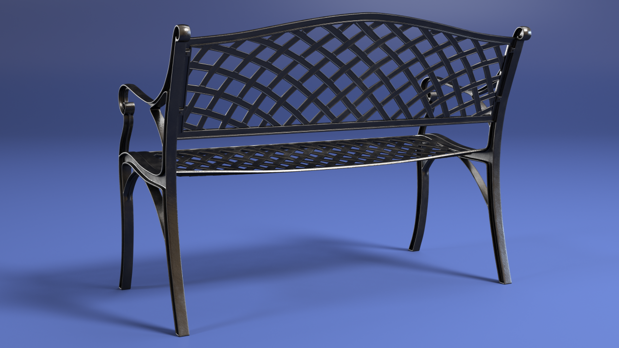 All-Weather Cast Metal Bench Black 3D model