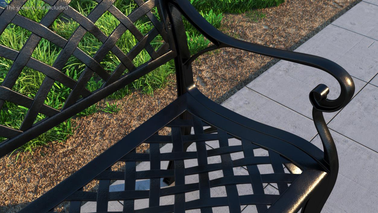 All-Weather Cast Metal Bench Black 3D model