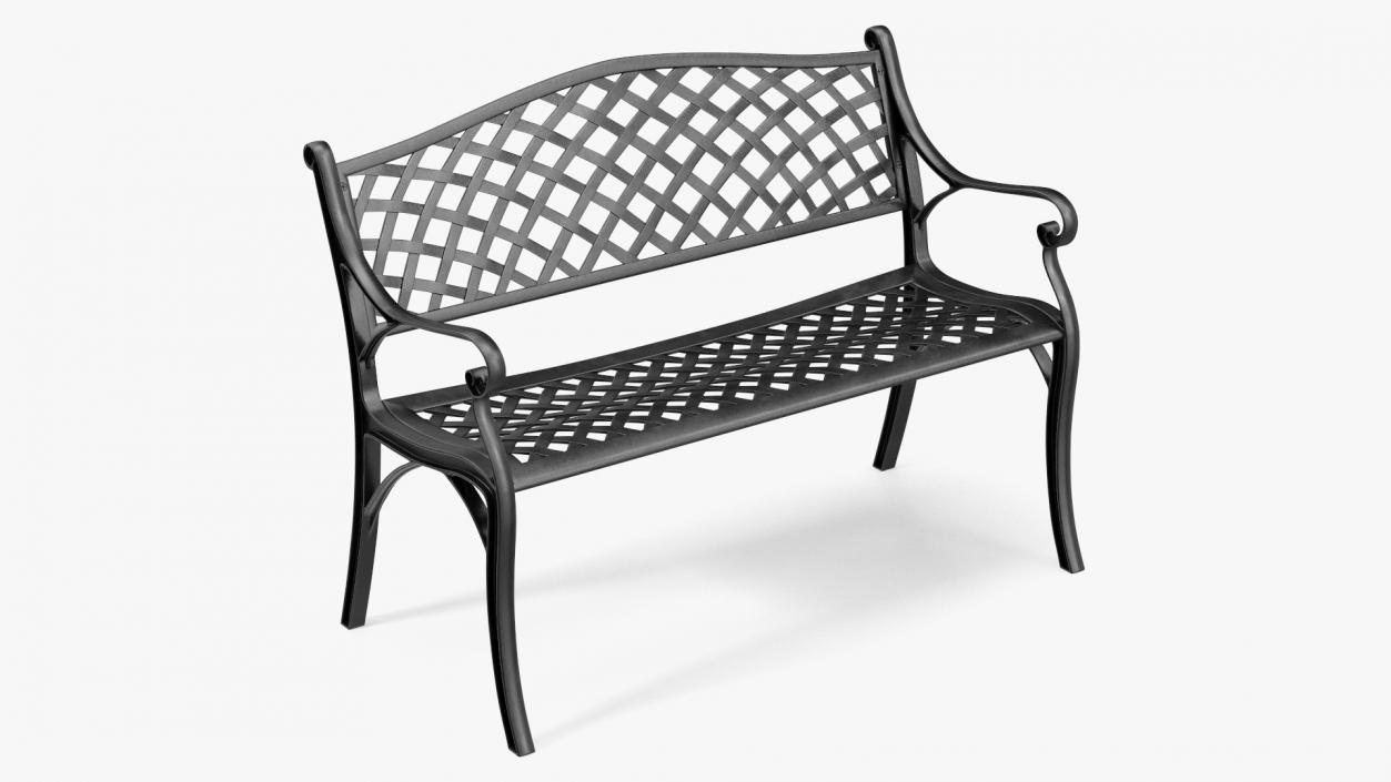 All-Weather Cast Metal Bench Black 3D model