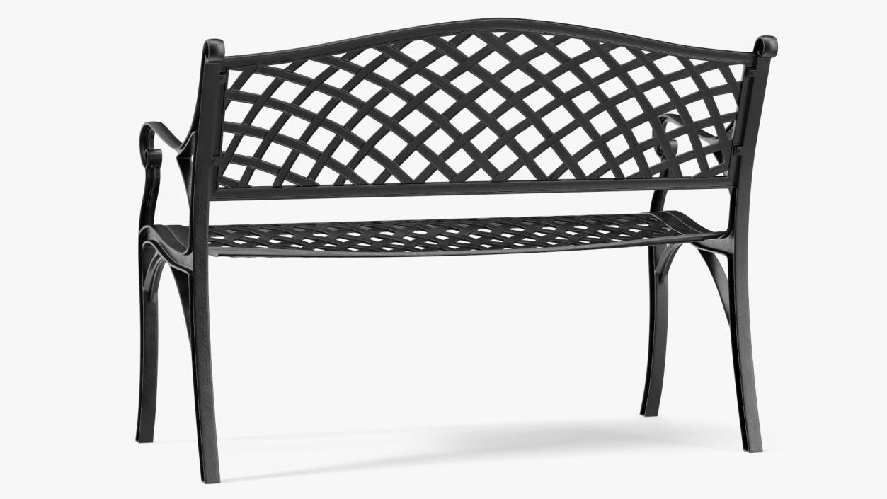 All-Weather Cast Metal Bench Black 3D model