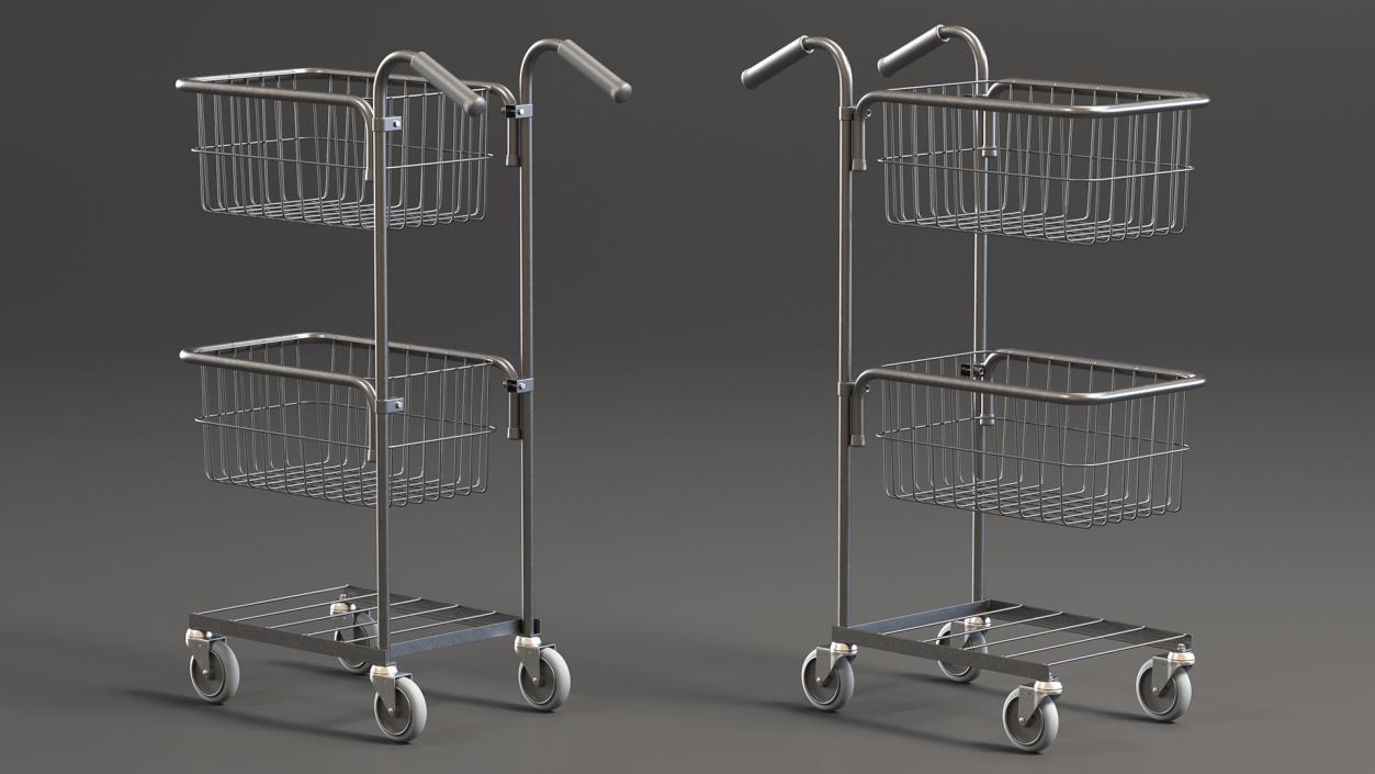 3D model Mini Trolley with Two Baskets Black