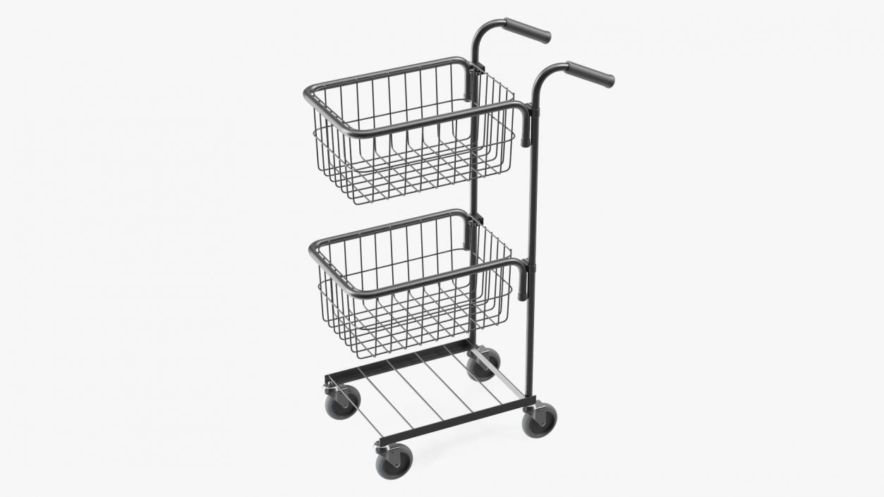 3D model Mini Trolley with Two Baskets Black