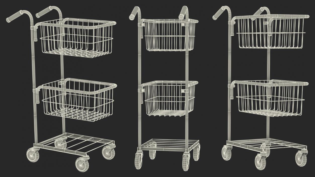 3D model Mini Trolley with Two Baskets Black