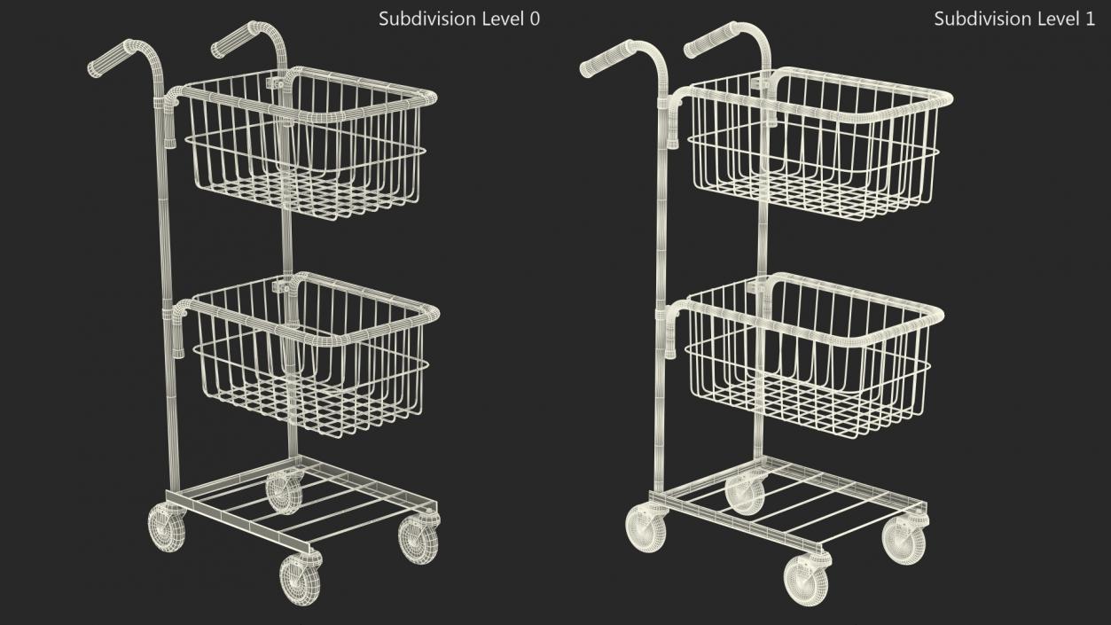 3D model Mini Trolley with Two Baskets Black