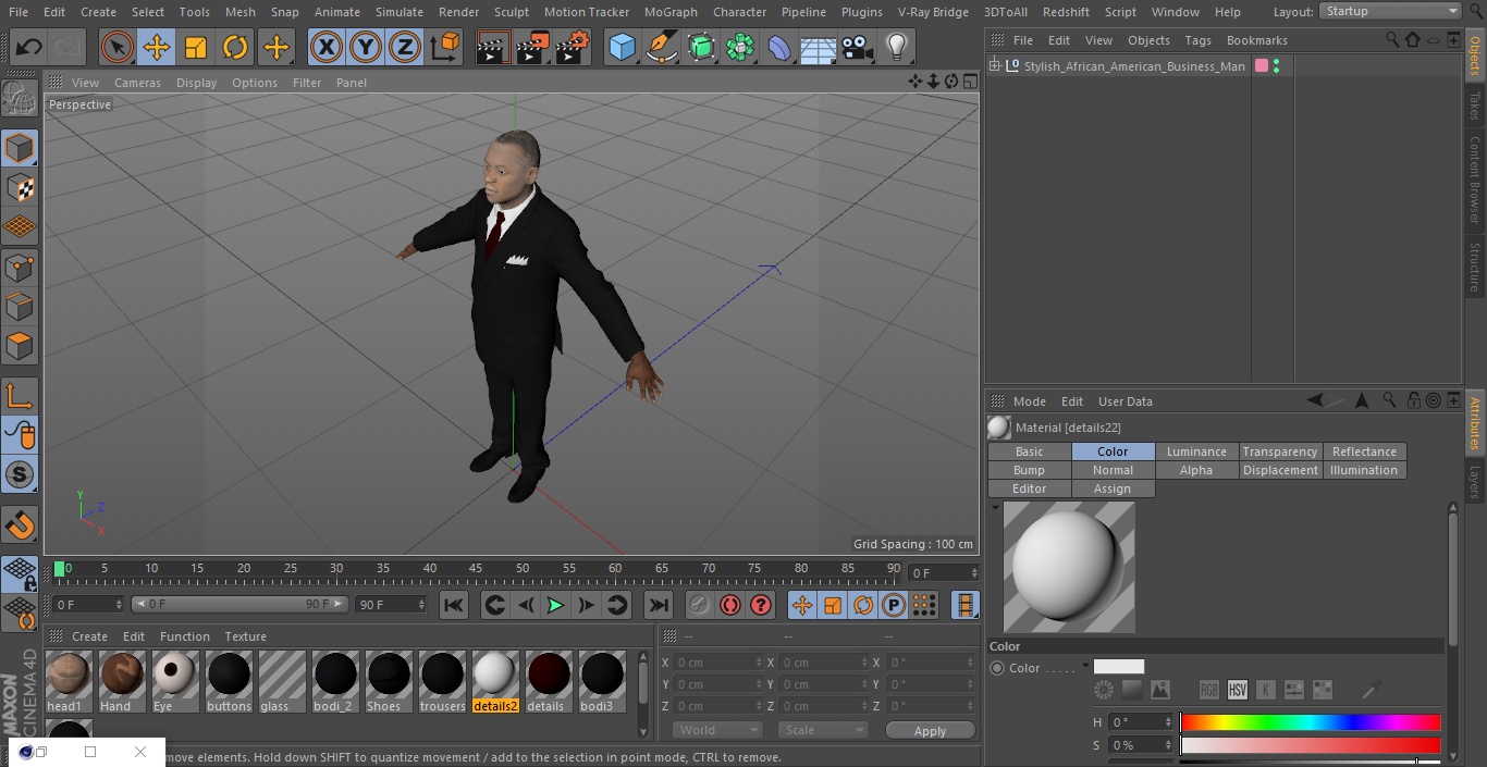 Stylish African American Business Man 3D