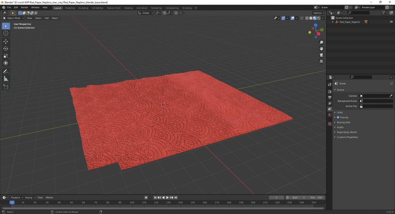 Red Paper Napkins 3D