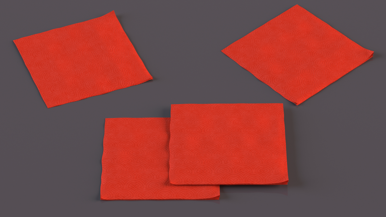 Red Paper Napkins 3D