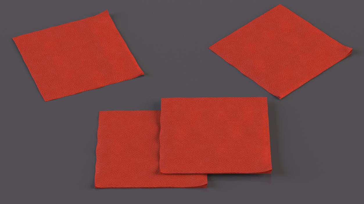 Red Paper Napkins 3D