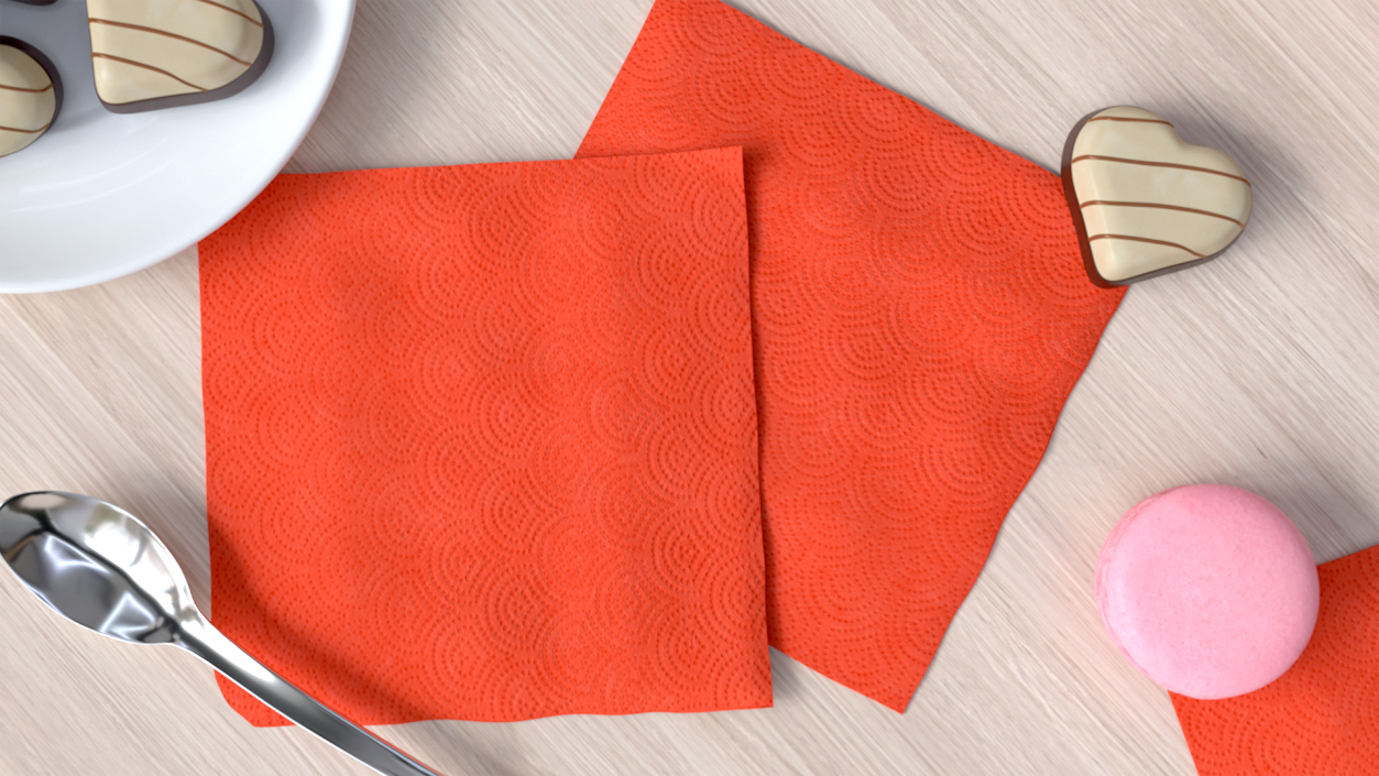 Red Paper Napkins 3D