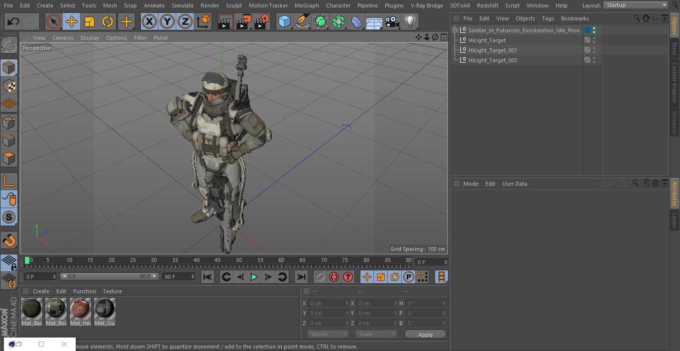 3D Soldier in Futuristic Exoskeleton Idle Pose model