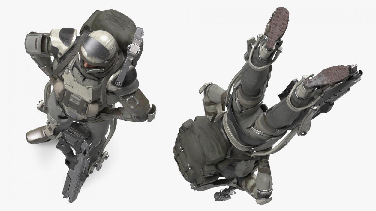 3D Soldier in Futuristic Exoskeleton Idle Pose model